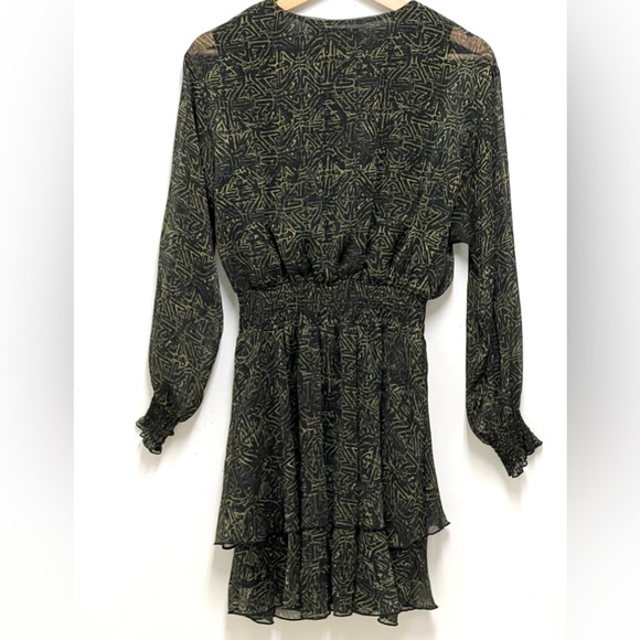 Zara Women's Black Green Polyester Mini Dress Elastic Waist & Wrist Band Size S - Picture 8 of 8